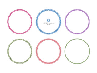 Set of round decorative frames for your design. Graphic and patterned frames with floral and neutral patterns. Stock illustration - eps10 vector.
