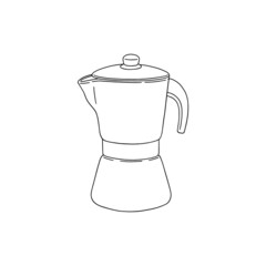 Moka coffee pot or maker hand drawn sketch style vector illustration isolated.