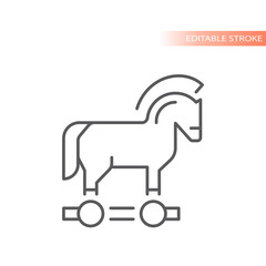 Trojan horse line vector icon. Computer virus outline symbol, editable stroke.