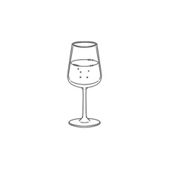 Wine glass icon or symbol in black line, vector illustration isolated on white.