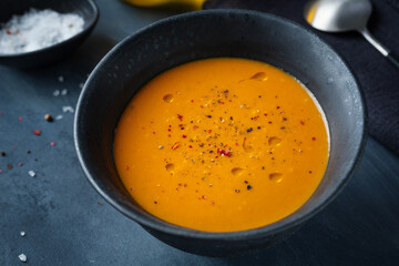 Autumn soup with pumpkin and ginger