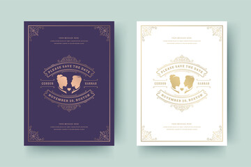 Wedding invitation save the date card templates