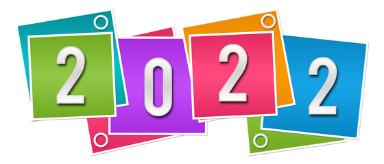 Year 2022 Colorful Squares Rings 