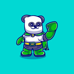 cute panda superhero illustration