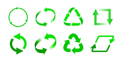 リサイクル, サイクル, 緑, 再利用, 分別ゴミ, エコロジーのベクターアイコンイラスト素材