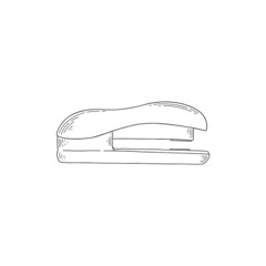 Fototapeta na wymiar Vector line art illustration of stapler isolated on white background. Hand drawn school and office stationery.