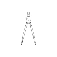 Geometric divider or compass tool symbol or icon, vector illustration isolated.