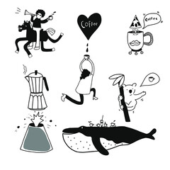 Coffee Vector Doodle Sticker Set  - 470600193