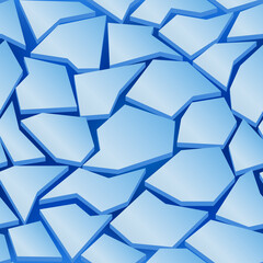 Abstract pattern. Seamless print. Colorful flat blocks of ice on blue water background.