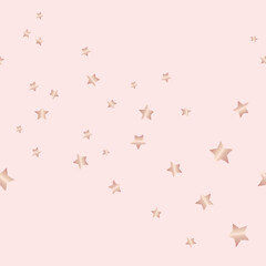 Vector gold stars scattered pink seamless pattern
