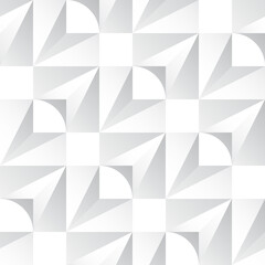 Seamless monochrome geometric pattern with triangles and squares. Modern 3d print. White paper.
