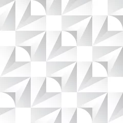 Fotobehang 3D Naadloze zwart-wit geometrische patroon met driehoeken en vierkanten. Moderne 3D-afdruk. Wit papier.