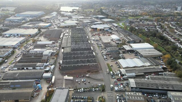 New England Industrial Estate Hoddesdon Hertfordshire UK Aerial Drone view