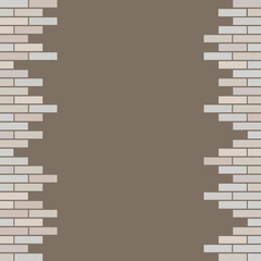 Realistic pattern. Seamless vertical pattern, grey brick wall on dark background. Colorful background. Gray brick texture with copy space. Border, frame for any text.