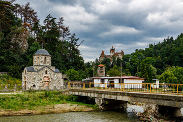 Fototapeta na wymiar Small Church in the Village of Bran in Romania