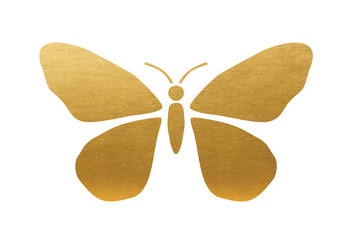 Gold Butterfly shape on white background