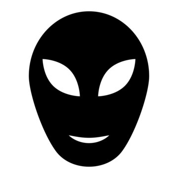 Alien head sign, ufo alien humanoid icon stock illustration