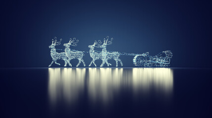 Christmas lights garland of reindeer sleigh. © Photocreo Bednarek