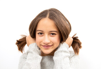 Young girl, smile and playful