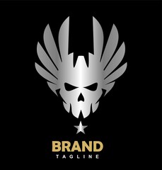 WINGED SILVER SKULL