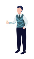 Clerk at Christmas party semi flat color vector character. Standing figure. Full body person on white. Christmas party isolated modern cartoon style illustration for graphic design and animation