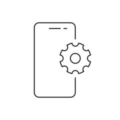 Smartphone functions and apps line icon. Mobile phone specification settings sign. Vector linear illustration editable strokes