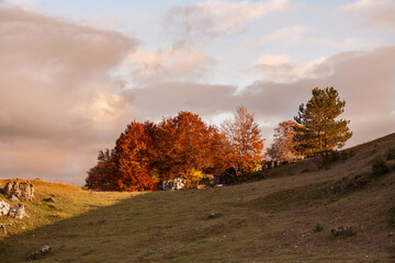 Beautiful mountain landscape of the Abruzzo Lazio and Molise National Park in autumn