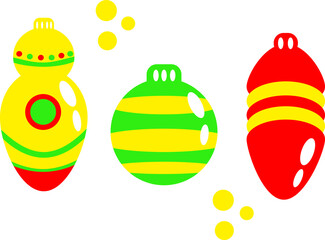Set of Christmas tree decorations for New Year and Christmas isolated on white background