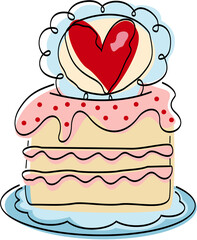 Funny slice cake decorated love