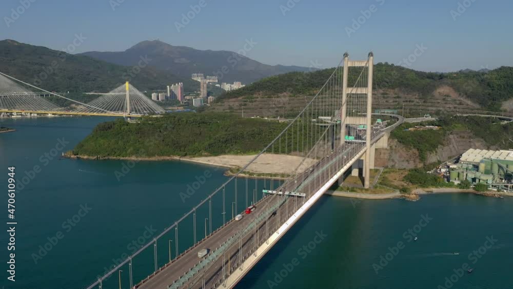 Canvas Prints drone fly over tsing ma bridge