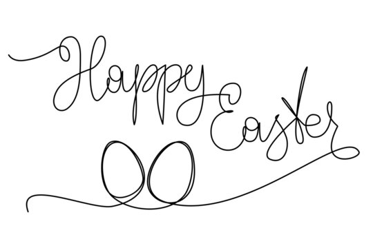 Easter eggs continuous one line drawing. Minimalist vector illustration.