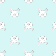 butcher shop pattern seamless. Pig head background