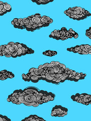 Background with clouds in japanese style. Vector illustration.