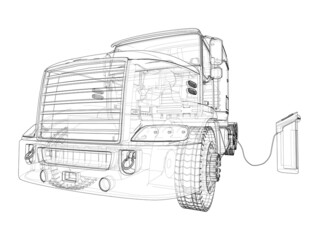 Obraz premium Electric Truck Charging Station Sketch