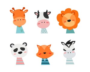 set of funny cartoon animals vector illustration