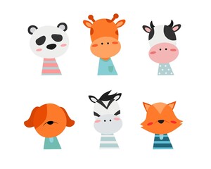 set of funny cartoon animals vector illustration