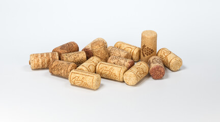 Wine corks on white background