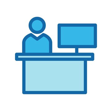 Reciption Line Filled Blue Vector Icon Design