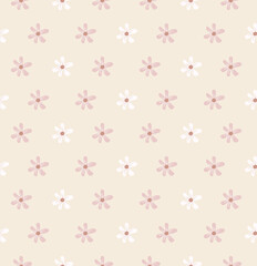 Fototapeta na wymiar Hand drawn daisy seamless pattern. Vector illustration for printing, fabric, textile, manufacturing, wallpapers.
