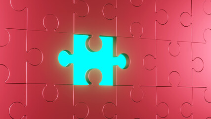 Jigsaw puzzle action background. 3D render illustration.