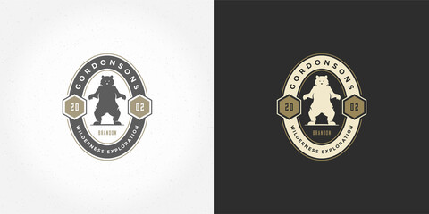 Bear logo emblem vector illustration silhouette for shirt or print stamp