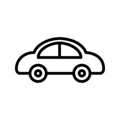 Hand drawn doodle cartoon car. Vector black outline car icon on white background