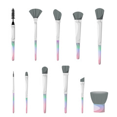 Vector illustration with makeup brushes in flat style.