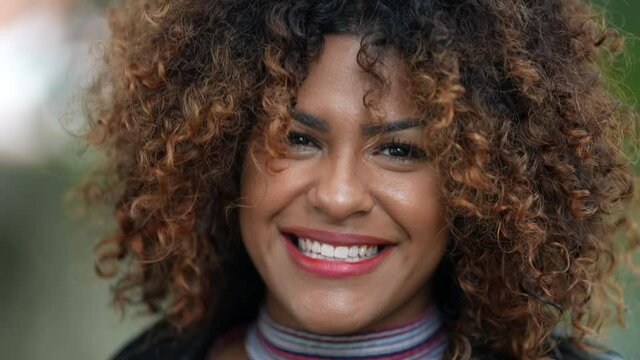 Brazilian woman face smiling emotion