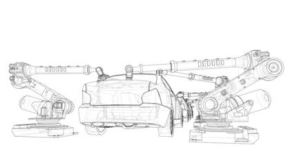 Assembly of motor vehicle. 3d illustration