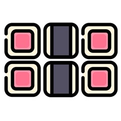 Vector illustration of Japanese food - sushi rolls.