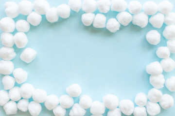 Cotton wool balls pattern for cleansing skin. Cosmetic makeup remover supplies