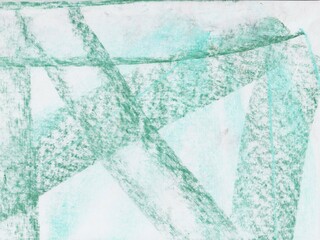Abstract green and white background. Rough green lines. Pastel drawing. Background for the cover of a notebook, laptop.