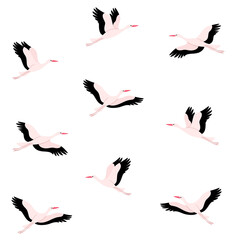 Cartoon stork - simple trendy pattern with bird. Contour vector illustration for prints, clothing, packaging and postcards.
