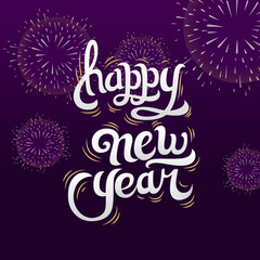 Happy New Year Caligraphy Typography Vector